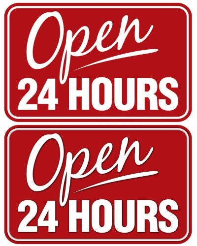 Open 24 Hours Sign